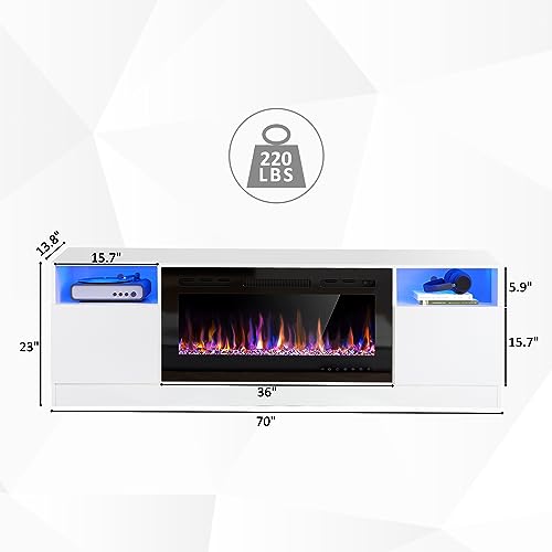 70" Fireplace TV Stand with 36" Electric Fireplace, Black G64397