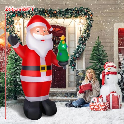 8FT LED-lit Inflatable Santa Claus Outdoor Christmas Decoration O93080