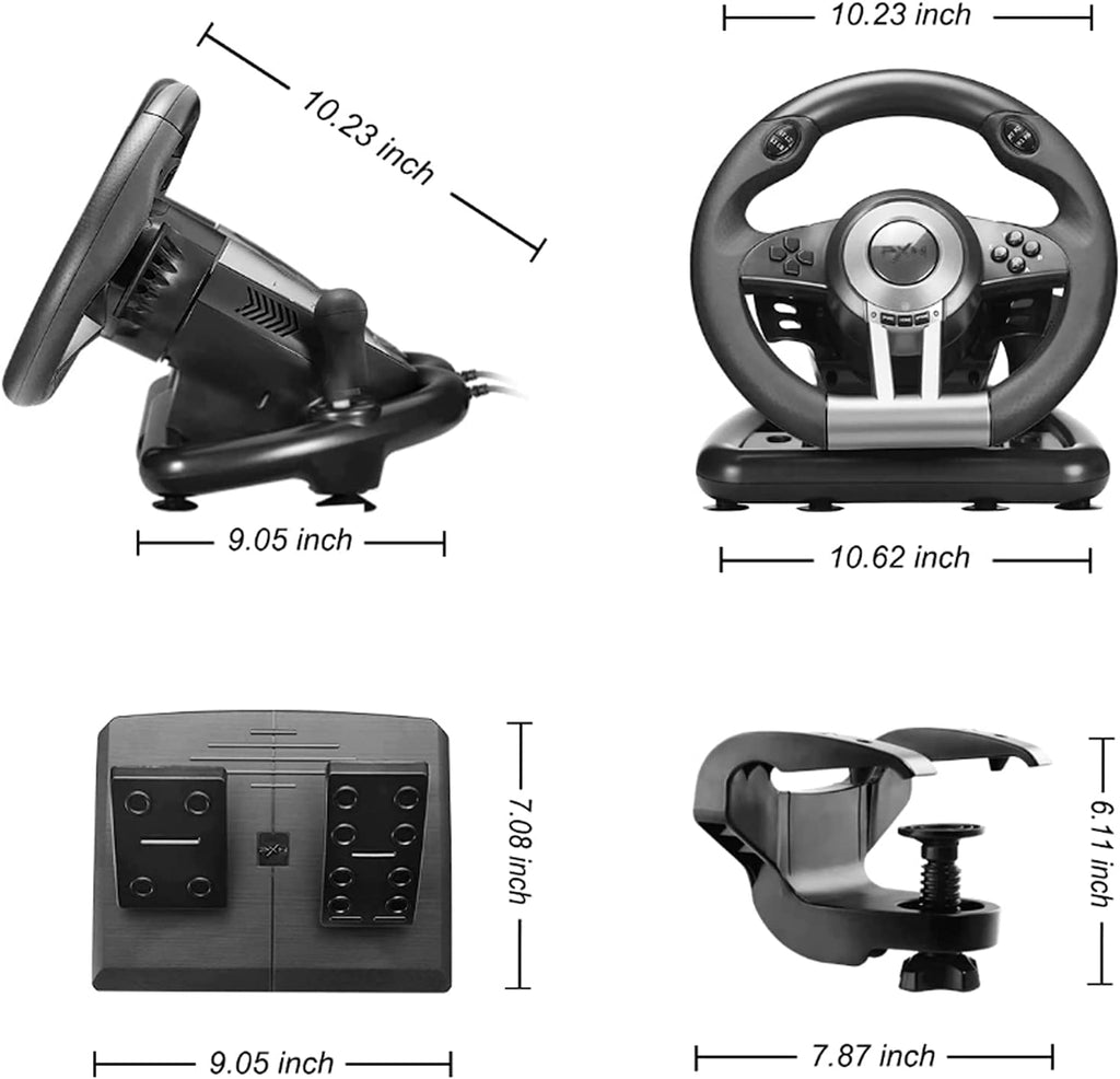 PXN V3II Gaming Steering Wheel with Pedal for PC, PS3, PS4, Xbox One, Xbox Series X/S, N-Switch N852906