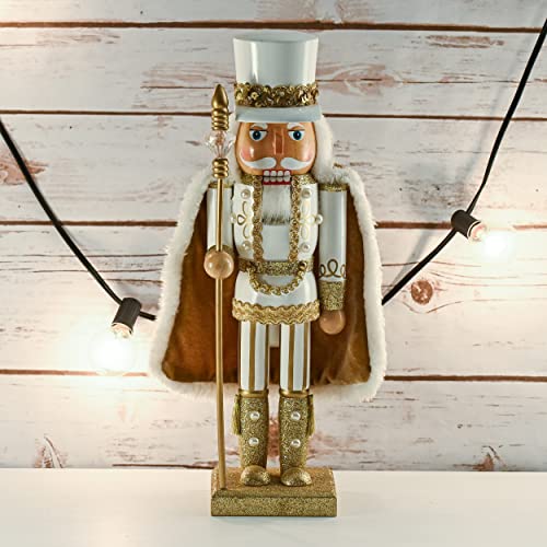 Ornativity Christmas Gold King Nutcracker 14" Glittered Wooden Figure H15271