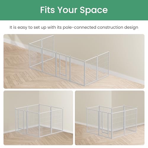 HealSmart Dog Playpen Indoor 32" Height 8 Panels for Small/Medium Dogs, Black J454