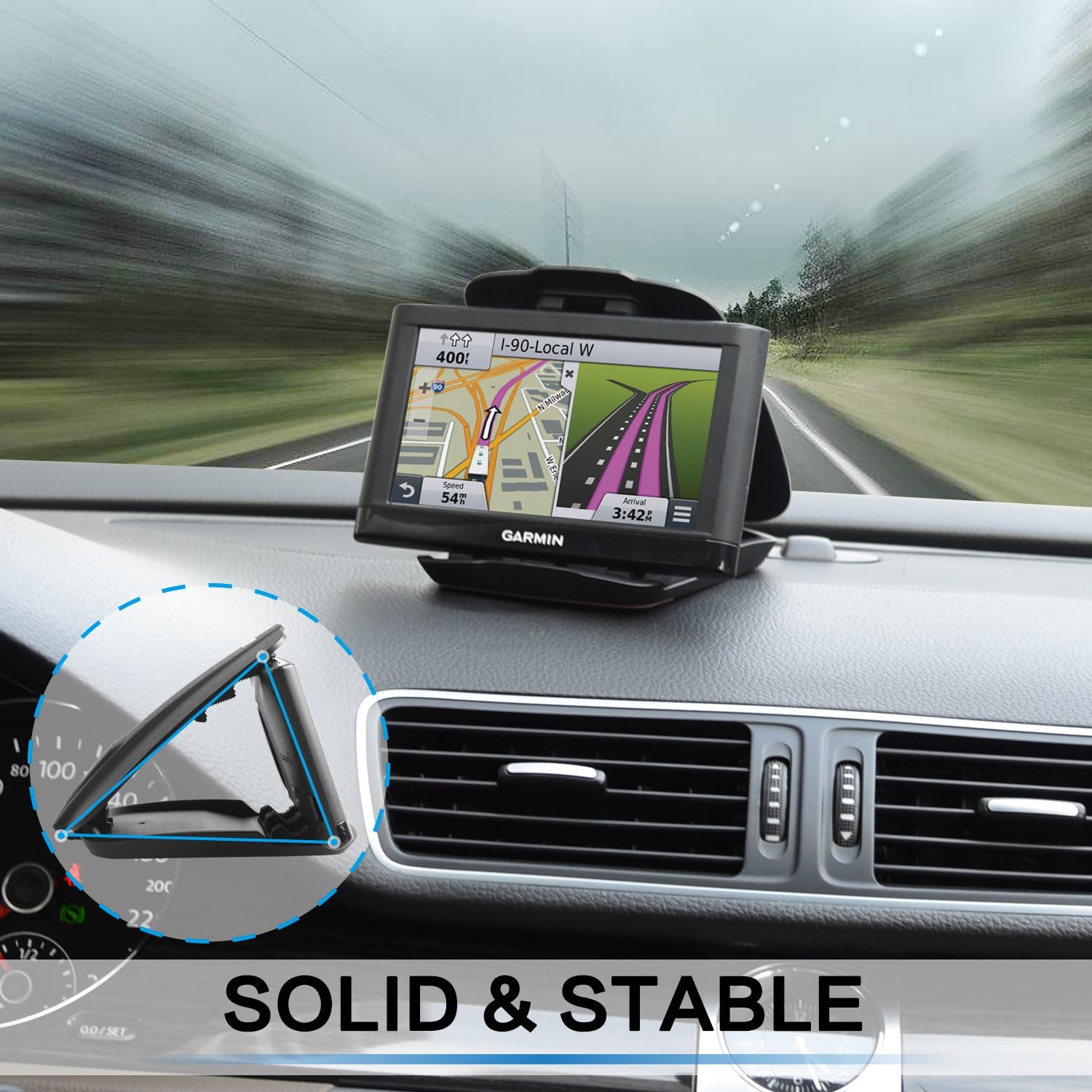 GPS Dash Mount Matte Black for Garmin, TomTom, Magellan & More B736