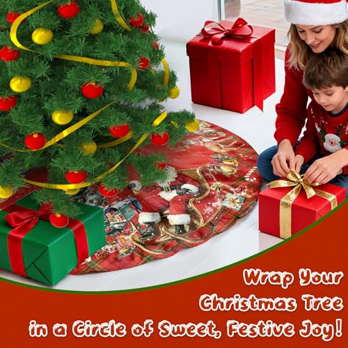 Christmas Tree Skirt 36 Inch with Snowman Reindeer Santa Snowflake L183244
