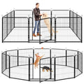 Dog Playpen Outdoor Extra Wide 12 Panels Heavy Duty 40" Height with Doors Portable G77703