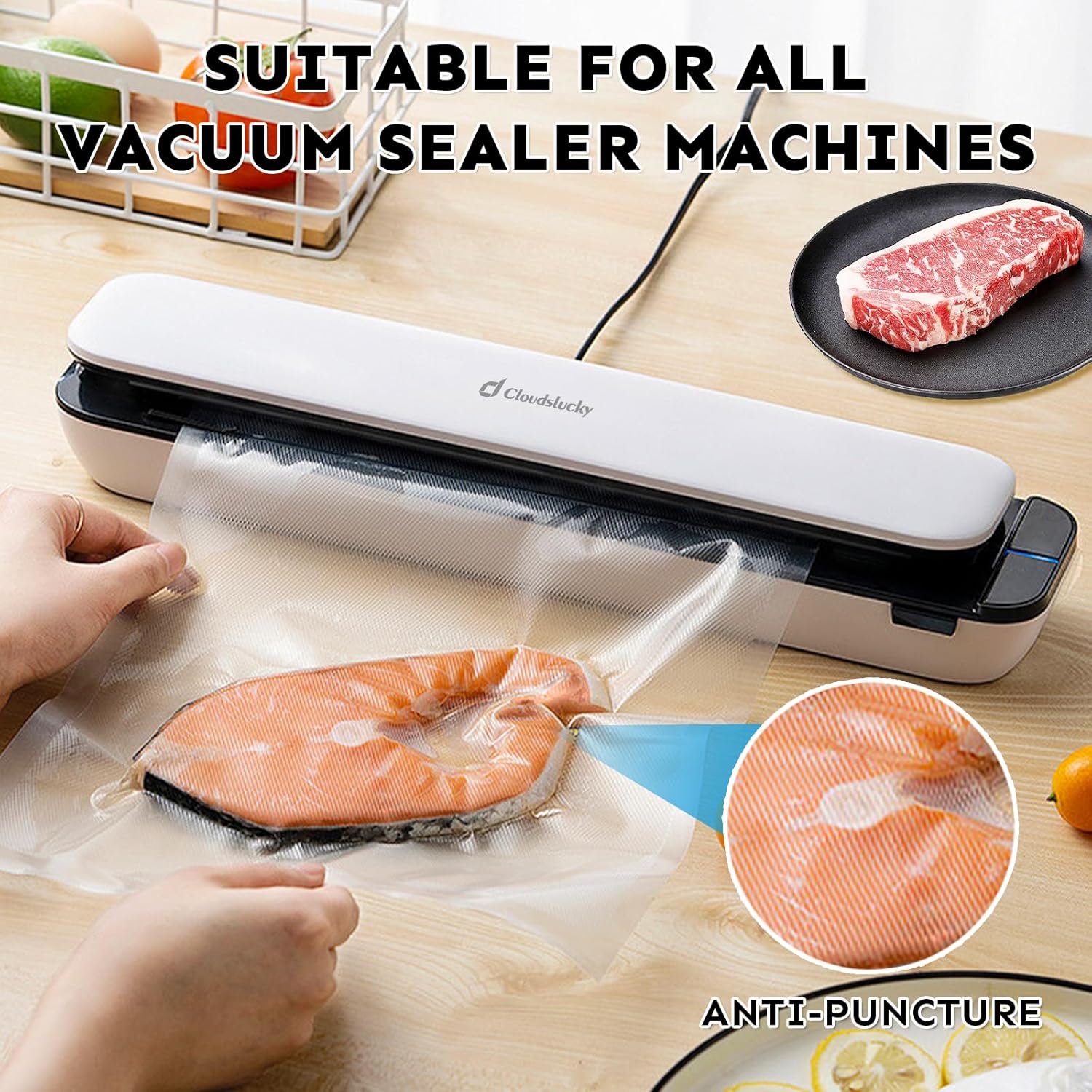 Vacuum Sealer Rolls 11"X20' 3Pack, BPA-Free Thick Seal Bags V9220