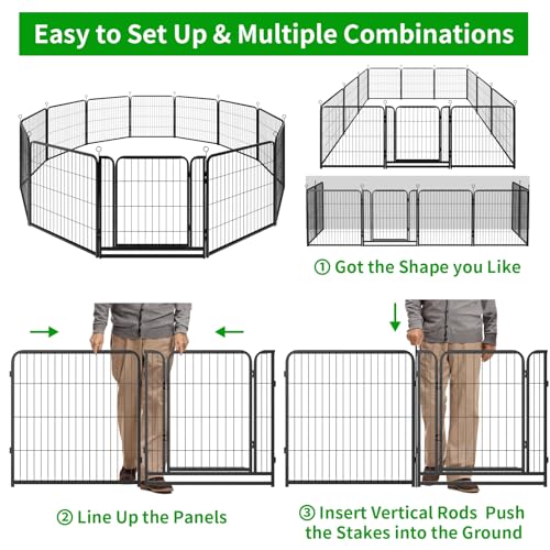 Dog Playpen Outdoor Extra Wide 12 Panels Heavy Duty 40" Height with Doors Portable G77703