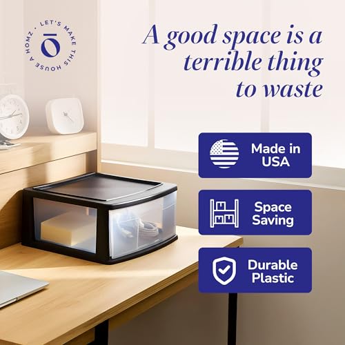 HOMZ 2-Pack 1-Drawer Storage Cart, Clear Plastic, White Frame Y898