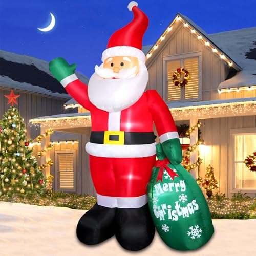 8 FT Christmas Inflatable Santa Claus with Gift Bag and LED Lights for Yard Outdoor Decor M3530