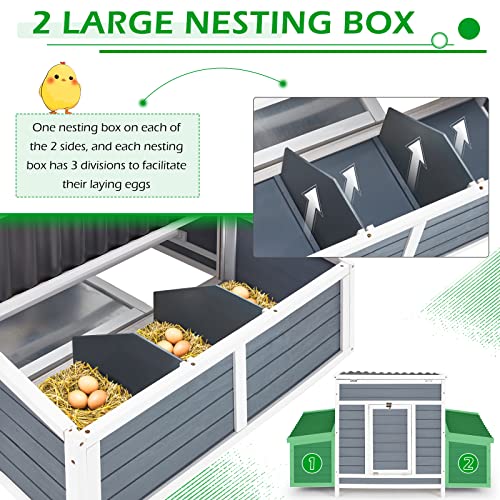 AECOJOY Chicken Coop 56" Wooden Hutch with 6 Nesting Boxes V450