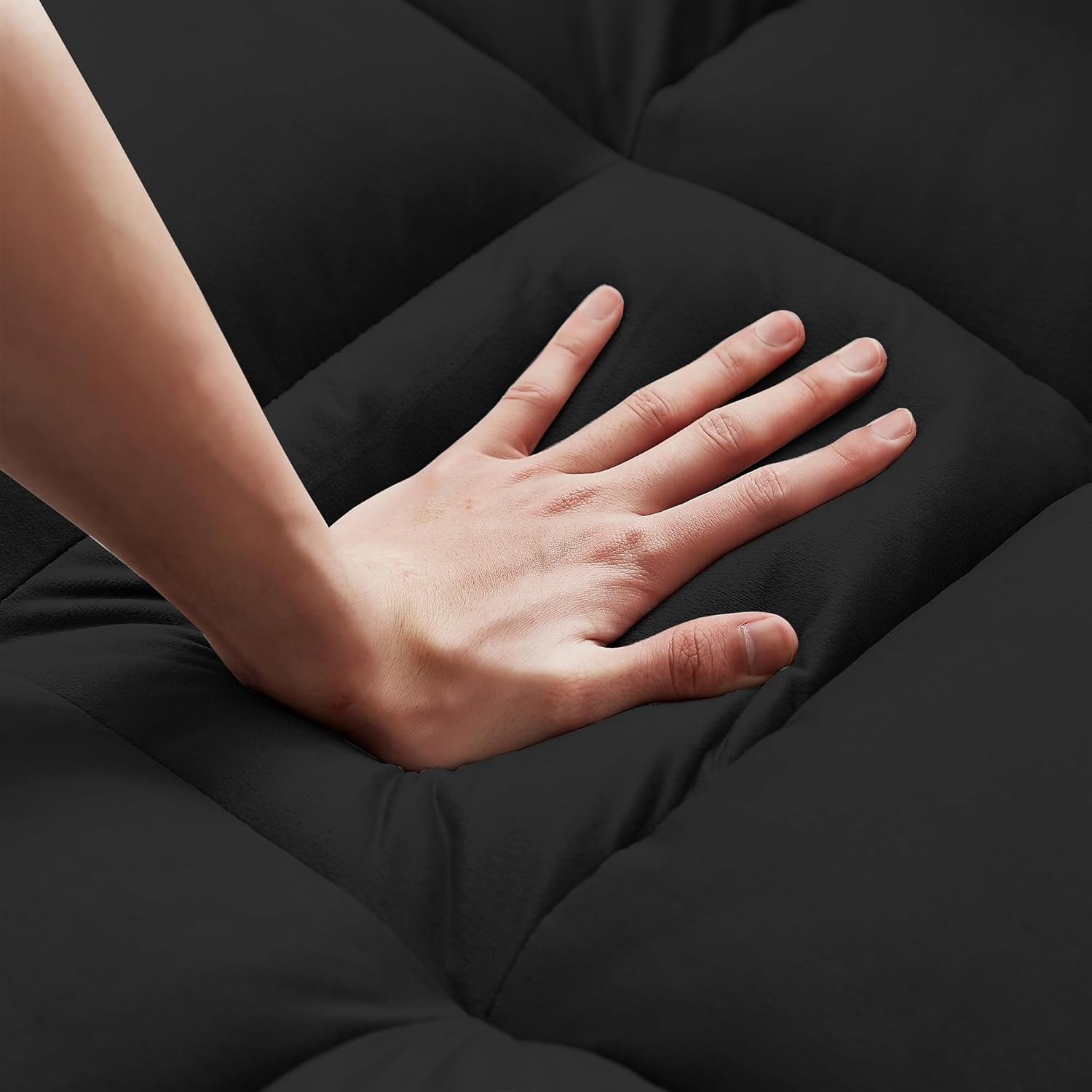 55" Full Size Pull Out Couch 3-in-1 Convertible Futon Sofa Bed, Fluffy Velvet Loveseat U526859