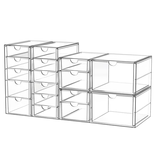 Acrylic Makeup Organizer with 19 Drawers, 4 Pack Clear Storage B90209