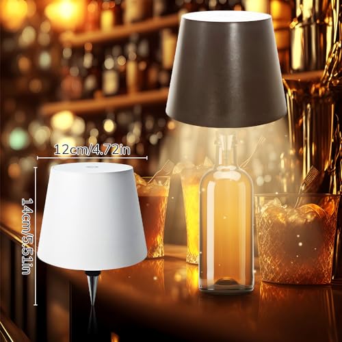 Wireless Bottle Lamp, Rechargeable Touch LED Wine Bottle Light with RGB Breathing Light, White 2PCS C3730