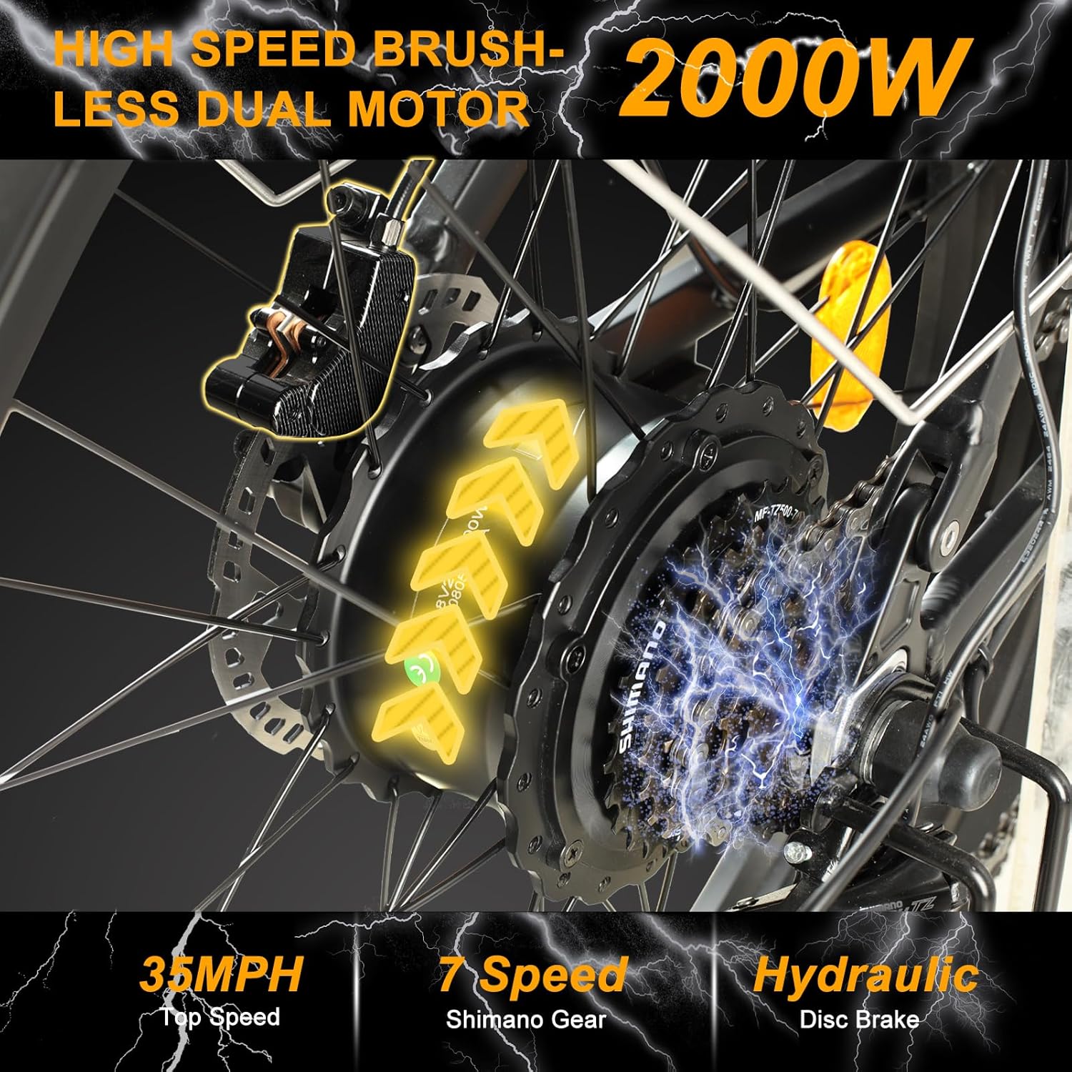 Nexusrider Trailblazer 2000W Electric Bike for Adults, 26" Fat Tire, 7 Speed S282