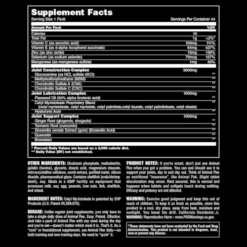 Animal Flex Glucosamine Chondroitin Joint Support Supplement, 44 Packs L654121