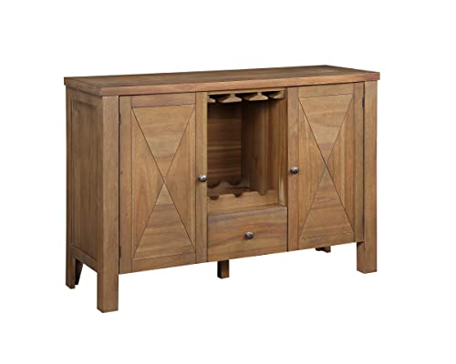 Server, Gray Fabric, Rustic Brown & Oak Finish W463609