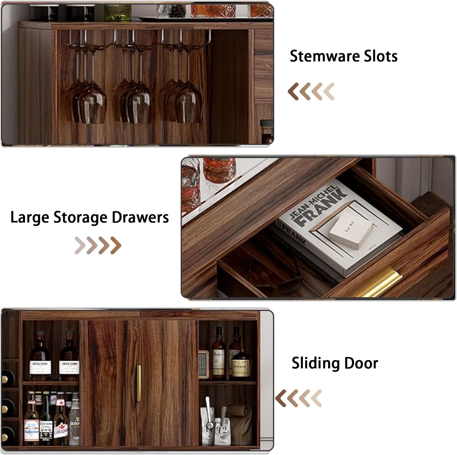 wanan 52" Rustic Wine Bar Cabinet with Storage X86791