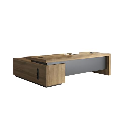 Rustic L Shaped Executive Desk for Office, Farmhouse Wood Computer Desk C69230