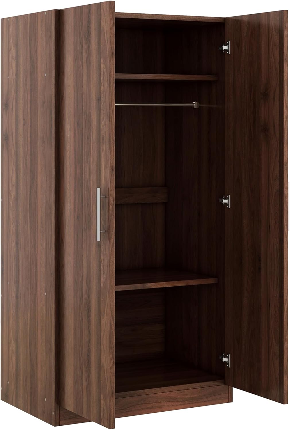 2-Door Wooden Wardrobe Armoire with Shelves and Hanging Rod, Brown W24352