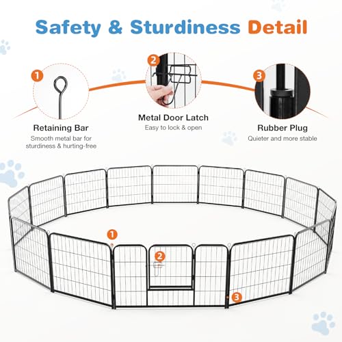 Sweetcrispy Dog Playpen Indoor - 8 Panel Metal Pet Fence with Doors for Small/Medium Pets R262216