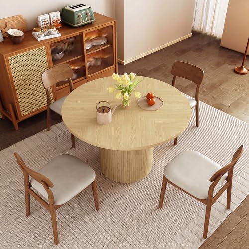 47 inch Round Dining Table with Storage Shelf (Walnut) N502088