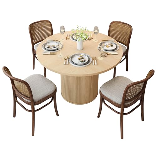 47 inch Round Dining Table with Storage Shelf (Walnut) N502088