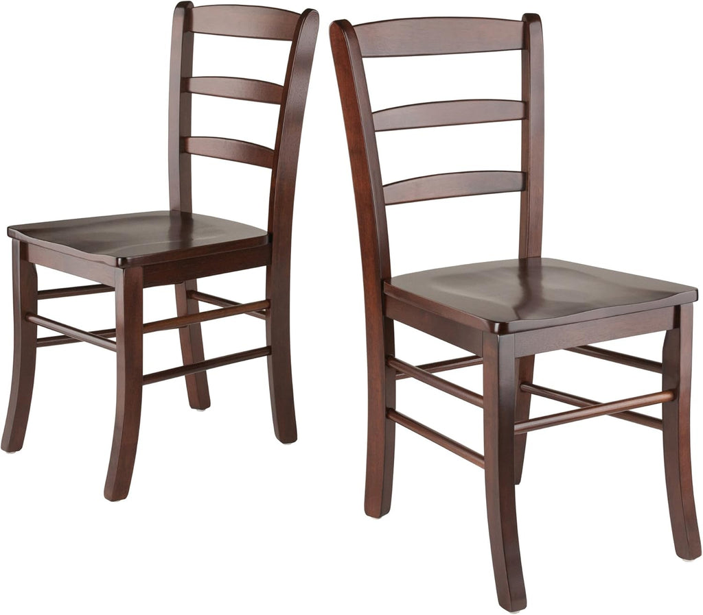 Winsome Inglewood 5-Piece Dining Table Set with 4 Ladderback Chairs, Walnut Q9921