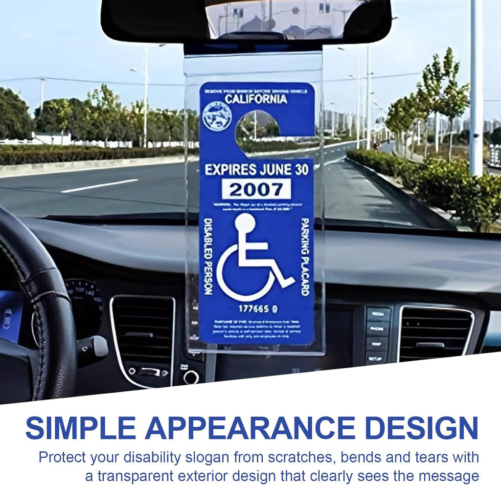 Car Handicap Parking Placard Hanging Bag, 2 Pack, PVC Protective Case with Hook F535381
