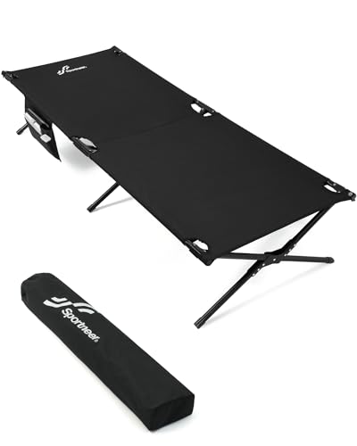 Sportneer Camping Cot, Portable Military Cot for Adults, Heavy Duty Folding Bed, Supports 330 Lbs F424597