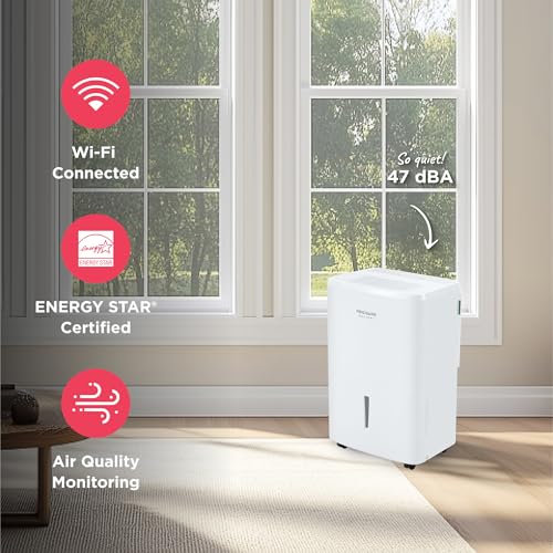 Frigidaire 50-Pint Portable Dehumidifier with Wi-Fi for Medium/Large Rooms, White Q334986