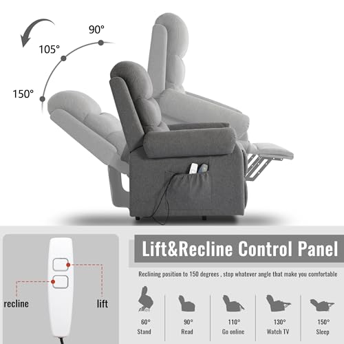 Power Lift Recliner Chair for Elderly with Heat and Massage, Dark Blue Y6453