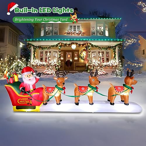 8 FT Christmas Inflatable Santa Claus with Gift Bag and LED Lights for Yard Outdoor Decor M3530