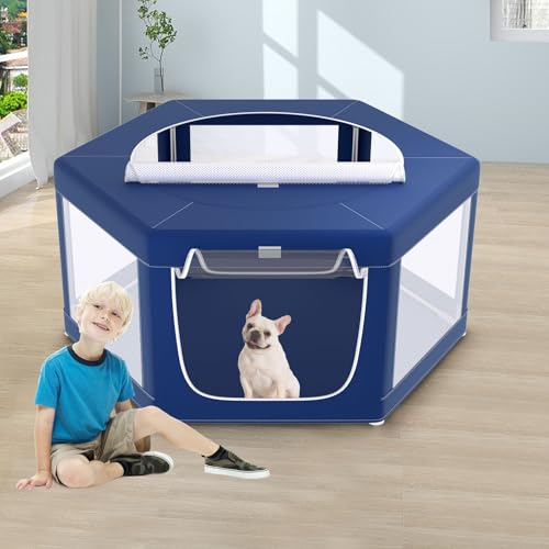 42x42x25.6 Inches Puppy Playpen with Gate for Small Dogs Indoor & Outdoor G192