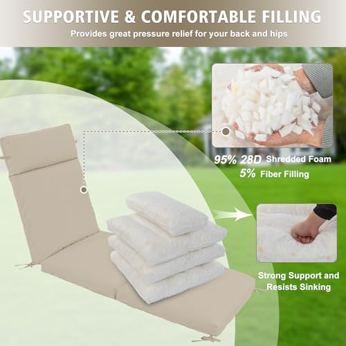 Chaise Lounge Cushion 72x21x3 Inch Set of 2 Outdoor Patio Cream B783089