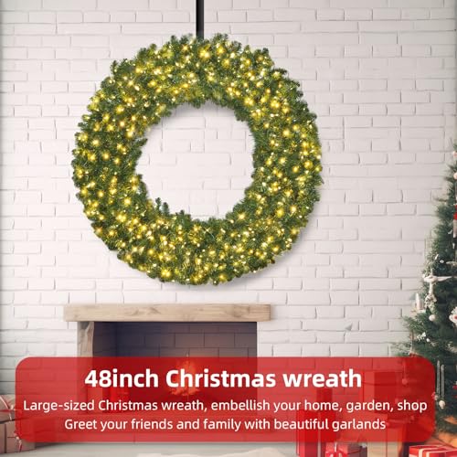 HOYECHI 48in Lighted Christmas Outdoor Wreath with 210 LEDs S99138