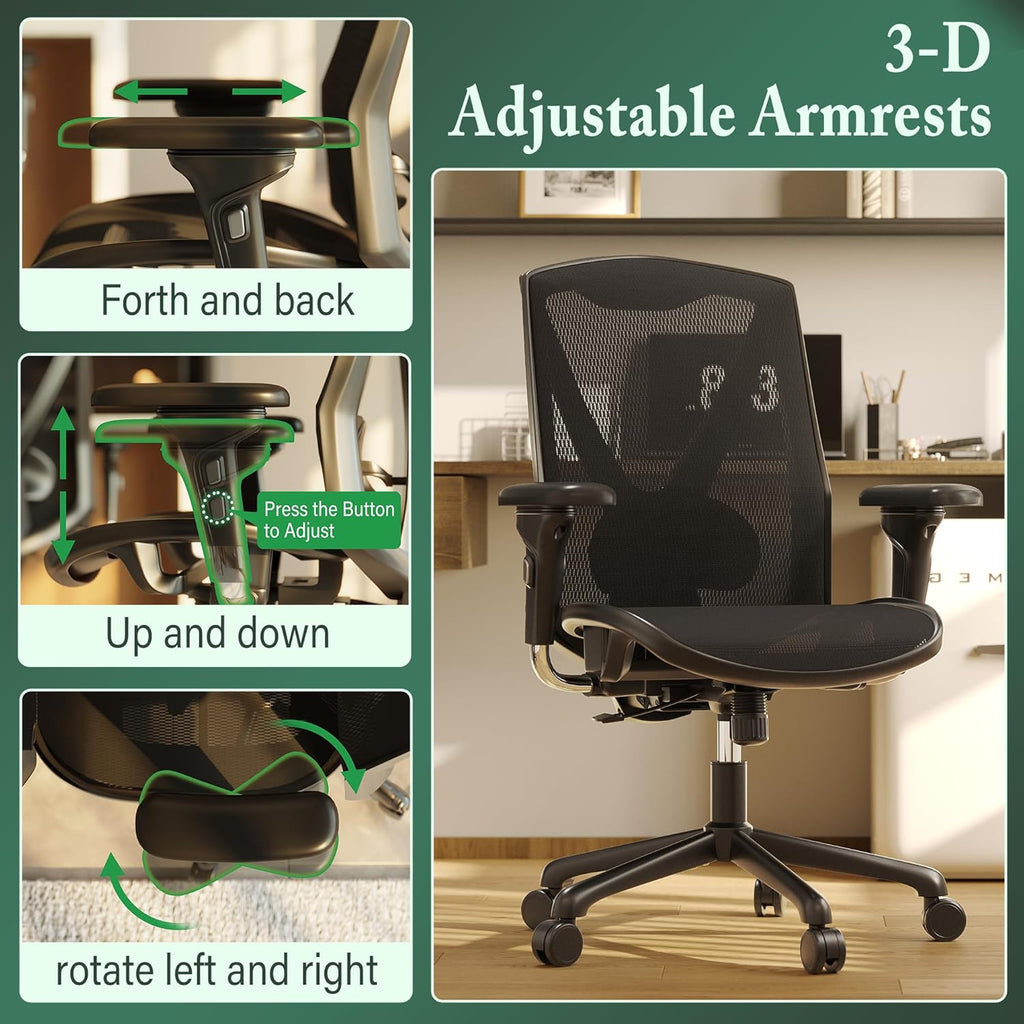 K095 Executive Office Chair, Ergonomic High Back with Adjustable Lumbar Support A645495