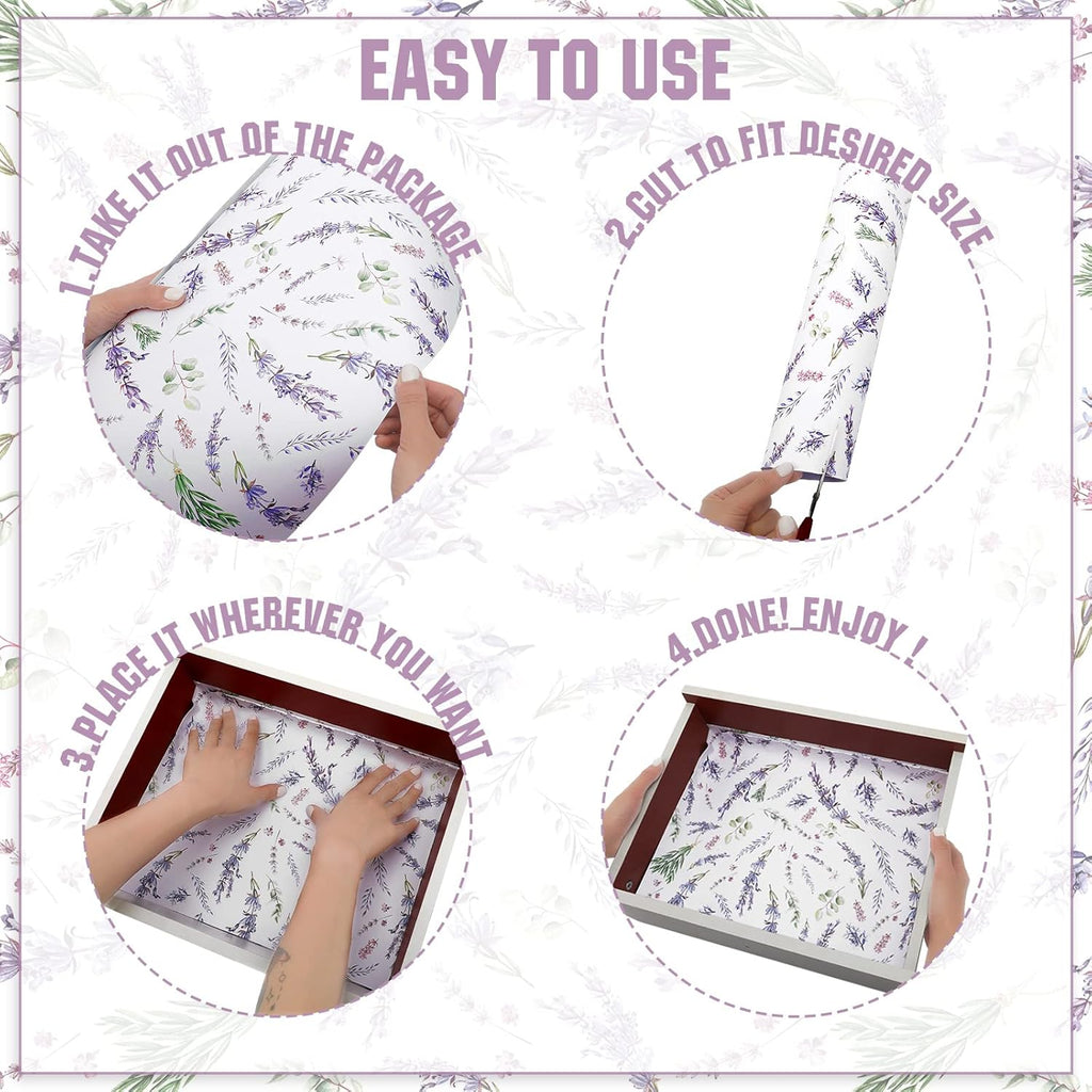 BBTO 20 Sheet Fragrant Drawer Liners for Dresser Scented Cabinet Liners for Shelves 15.8x22 Paper Liner for Drawers and Cabinets Non Adhesive Drawer Paper Liner for Home Shelf Close (Lavender) V58544