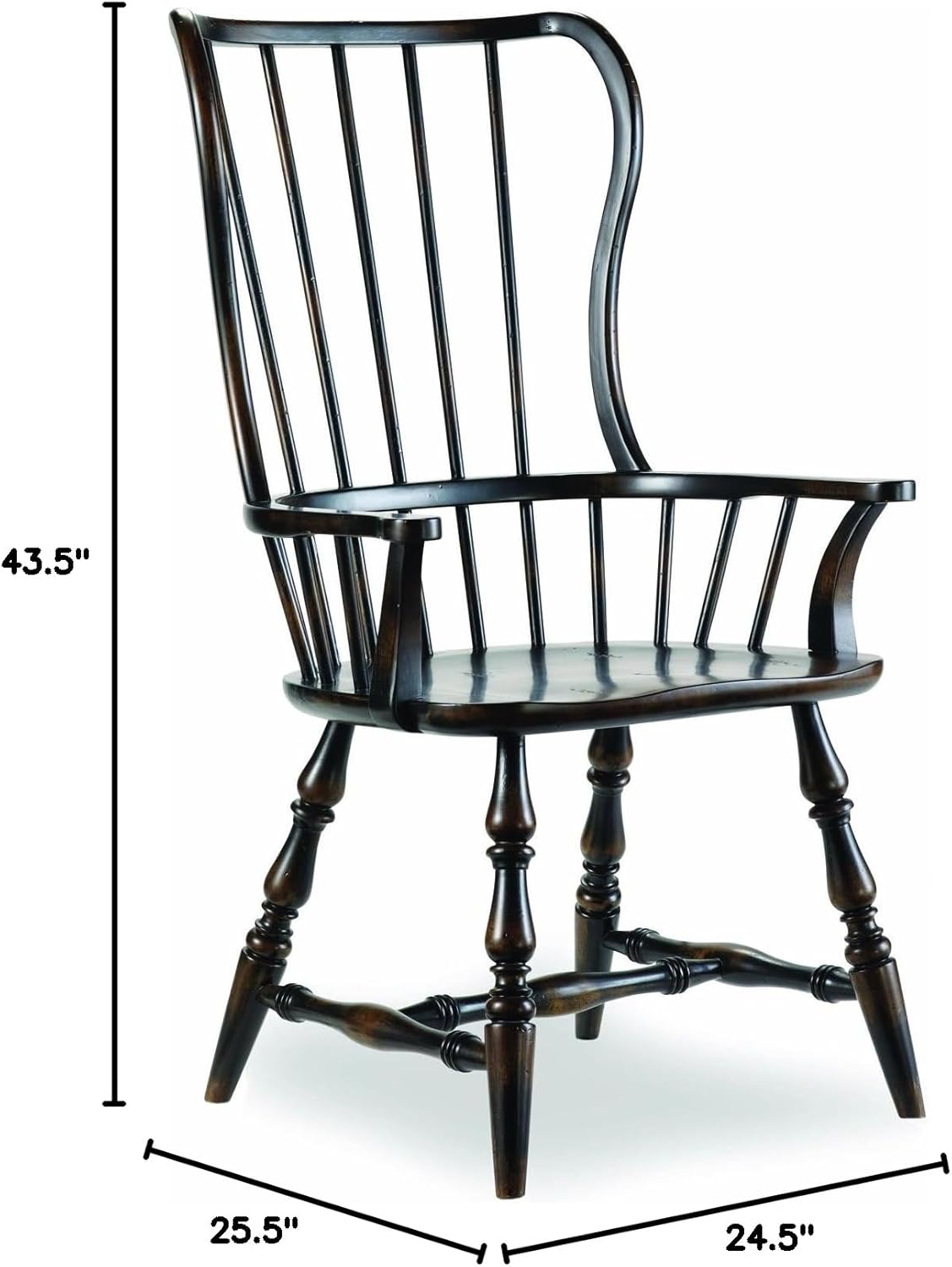 Hooker Furniture Sanctuary Spindle Dining Arm Chair, Ebony, Set of 2 Q187