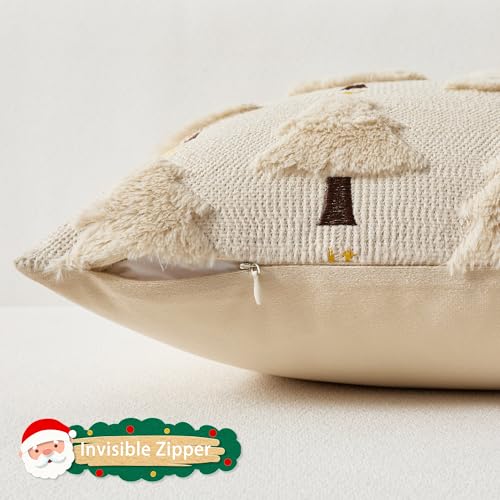 UGASA Star Christmas Decorative Pillow Covers 18x18 Inch Set of 2 Dark Green Q9265