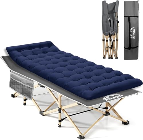 Camping Cot with Mattress, Portable Folding Bed with Carry Bag for Adults C4766