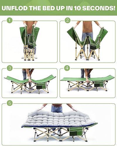 Sportneer Camping Cot for Adults with Mattress, Heavy Duty Folding Portable Bed R956