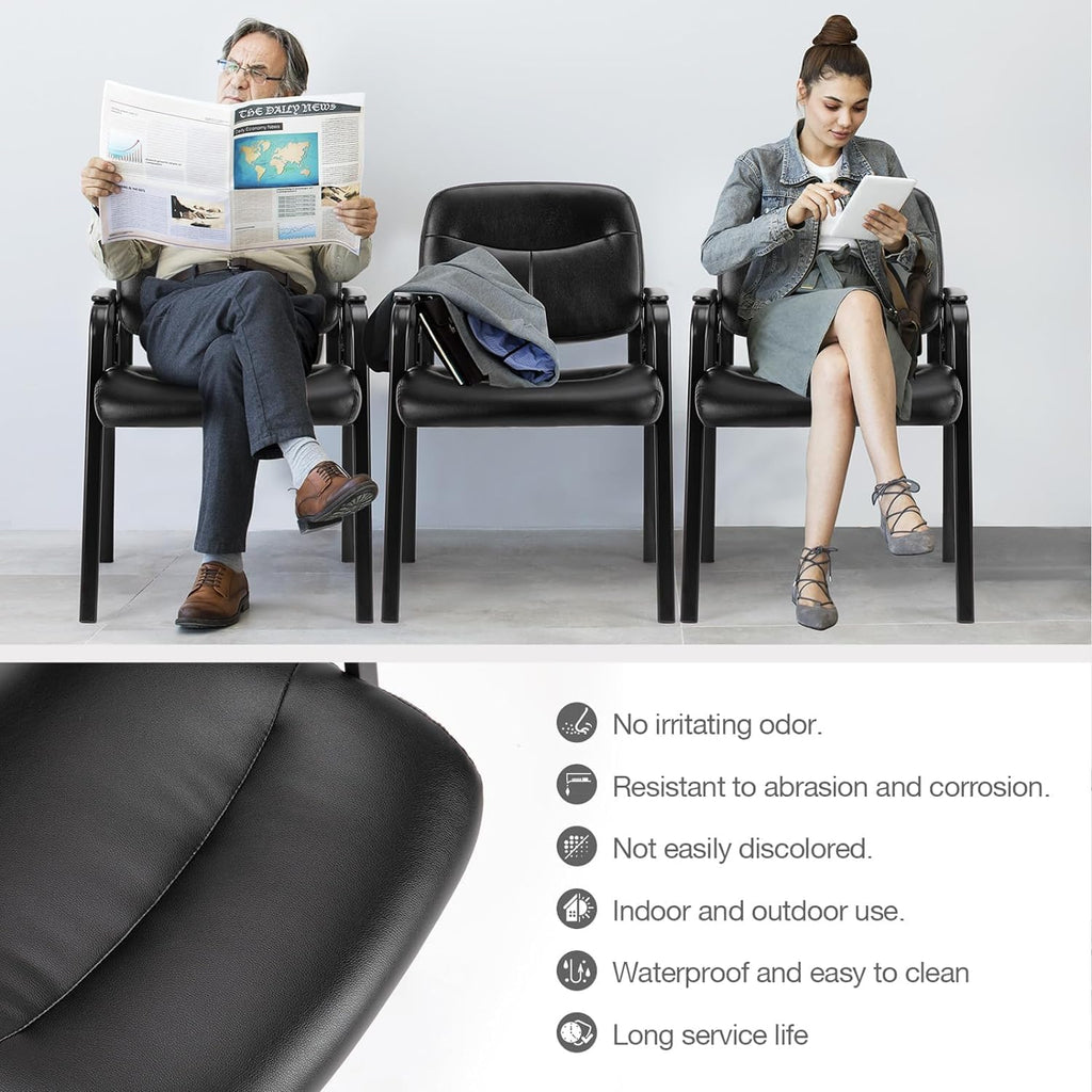 Waiting Room Guest Chairs Set of 2 with Padded Arms, Black D81752