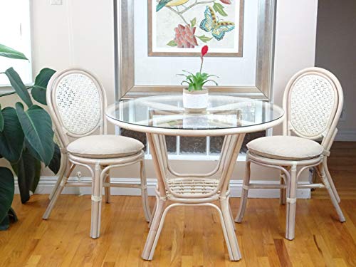 Set of 2 Denver Dining Wicker Side Chairs with Cream Cushion M137