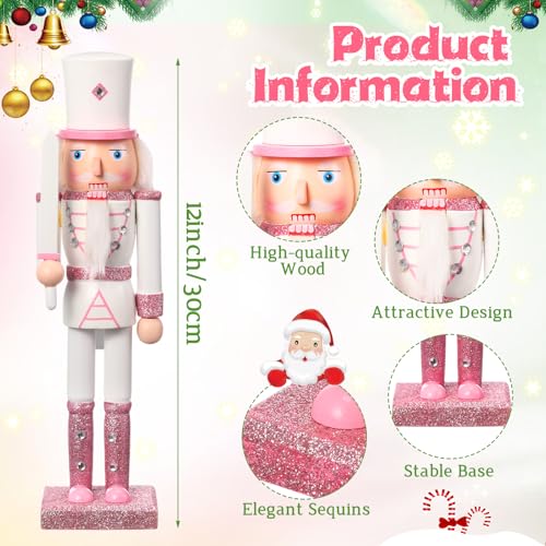 Huwena 2Pcs Christmas Nutcracker Soldier Wooden Figure Decor 12'' Z474