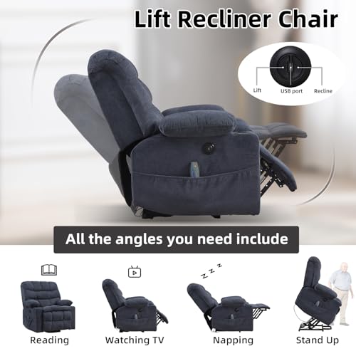 Phoenix Home Large Power Lift Recliner with Massage and Heat for Elderly, Brown O77713