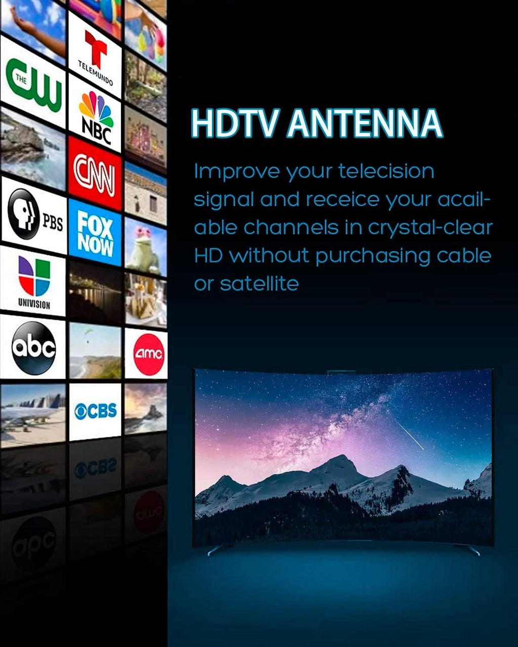 Digital Outdoor Amplified HD TV Antenna 150 Miles, 4K 1080p, 2 TVs T28601