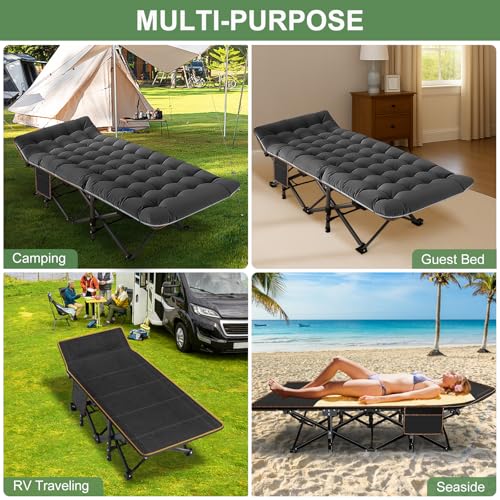 ABORON Oversized Folding Camping Cot for Adults, Double Layer 1200D, with Mat & Carrying Bag S2407
