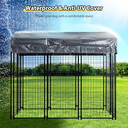 Large Outdoor Dog Kennel with Roof Cover Heavy Duty Welded Wire Steel Dog Pen B5629