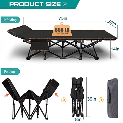 ABORON Oversized Folding Camping Cot for Adults, Double Layer 1200D, with Mat & Carrying Bag S2407