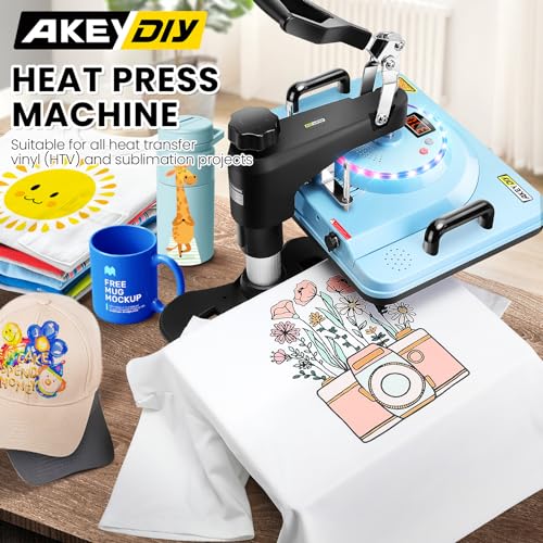 AKEYDIY Heat Press Machine 12''x15'' for T Shirts, Mugs, Plates, Caps U3681