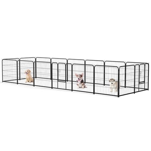 Sweetcrispy Dog Playpen Indoor - 8 Panel Metal Pet Fence with Doors for Small/Medium Pets R262216